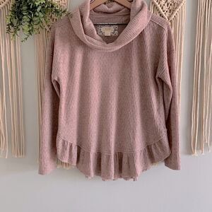 ANTHROPOLOGIE Maeve Women’s Addie Ruffled Hacci Cowl Neck Pullover Sweater XS
